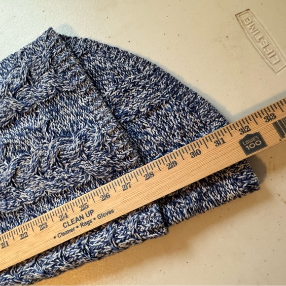 Express Marled Blue Cable Knit Tunic Sweater Medium Dolman Sleeves High Low - Picture 9 of 12